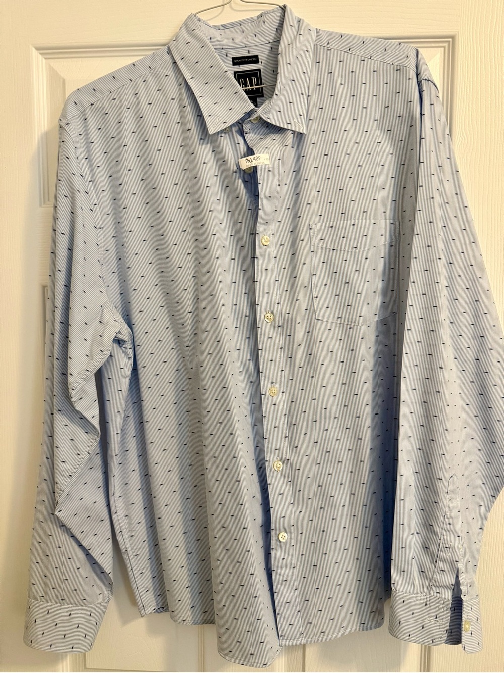 GAP Light Blue Micro-Pattern Long Sleeve Button-Up Shirt XL